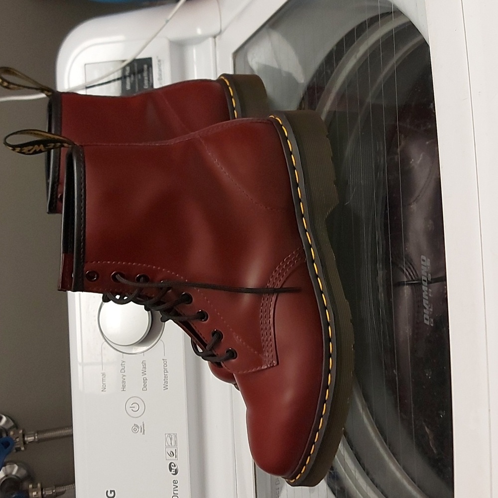 Dr. Martens Cherry Red Leather Boots - Picture 3 of 7